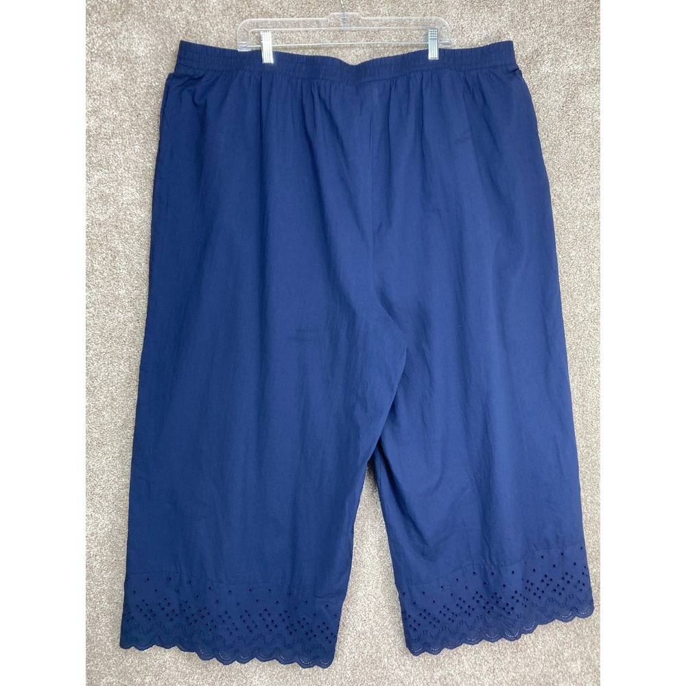 Torrid Embroidered High Rise Wide Leg Pants Womens 4 Navy Blue Summer Pullon NWT